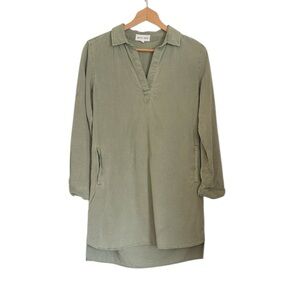 Bella Dahl Long Sleeve Fernwood Green A-Line Tunic Shirt Dress size S